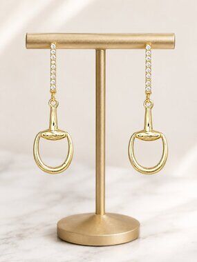 Horsebit 18K Gold Plated Cubic Zirconia Sparkle Western Vibe Earrings Jewelry